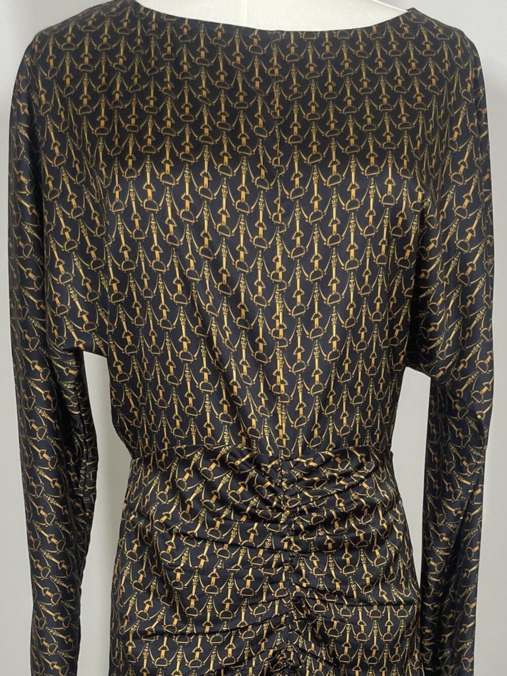 Veronica Beard Sabri Ruched Navy Print Midi Dress